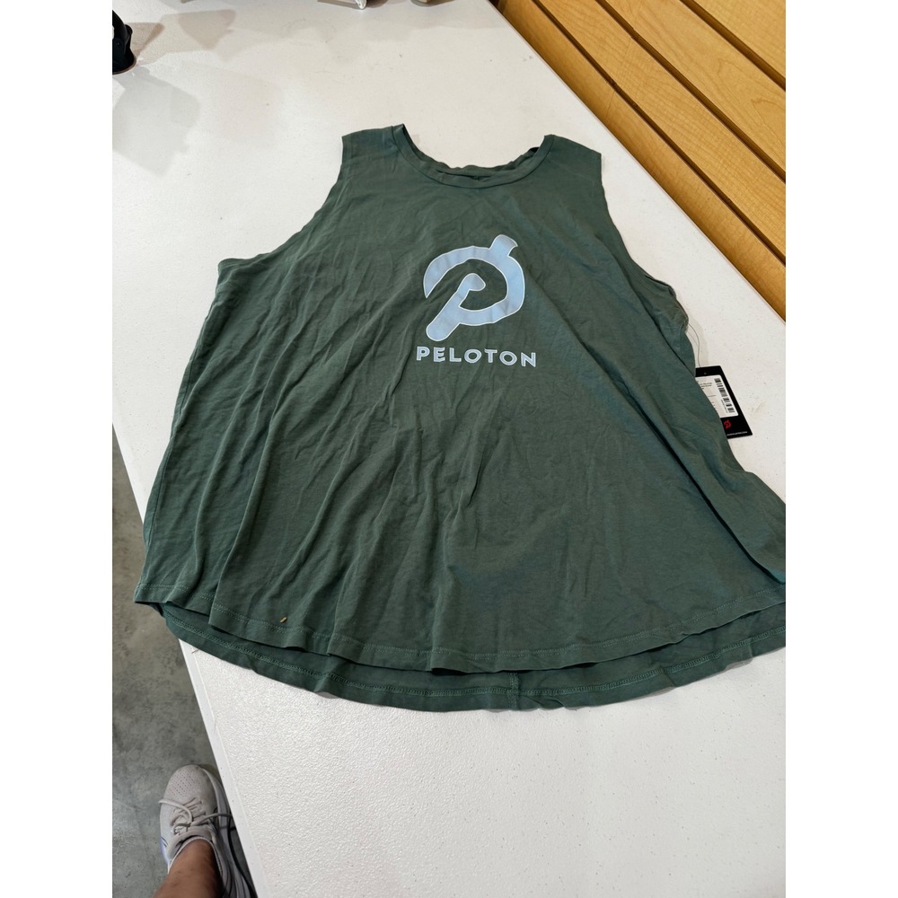 Peloton Women Muscle Tank Top Green Graphic Logo Sleeveless Athletic Shirt 3X